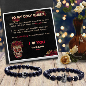 King & Queen Couple Bracelets - Skull - To My Only Queen - You're The Best Thing That Ever Happened To Me - Gbae13012