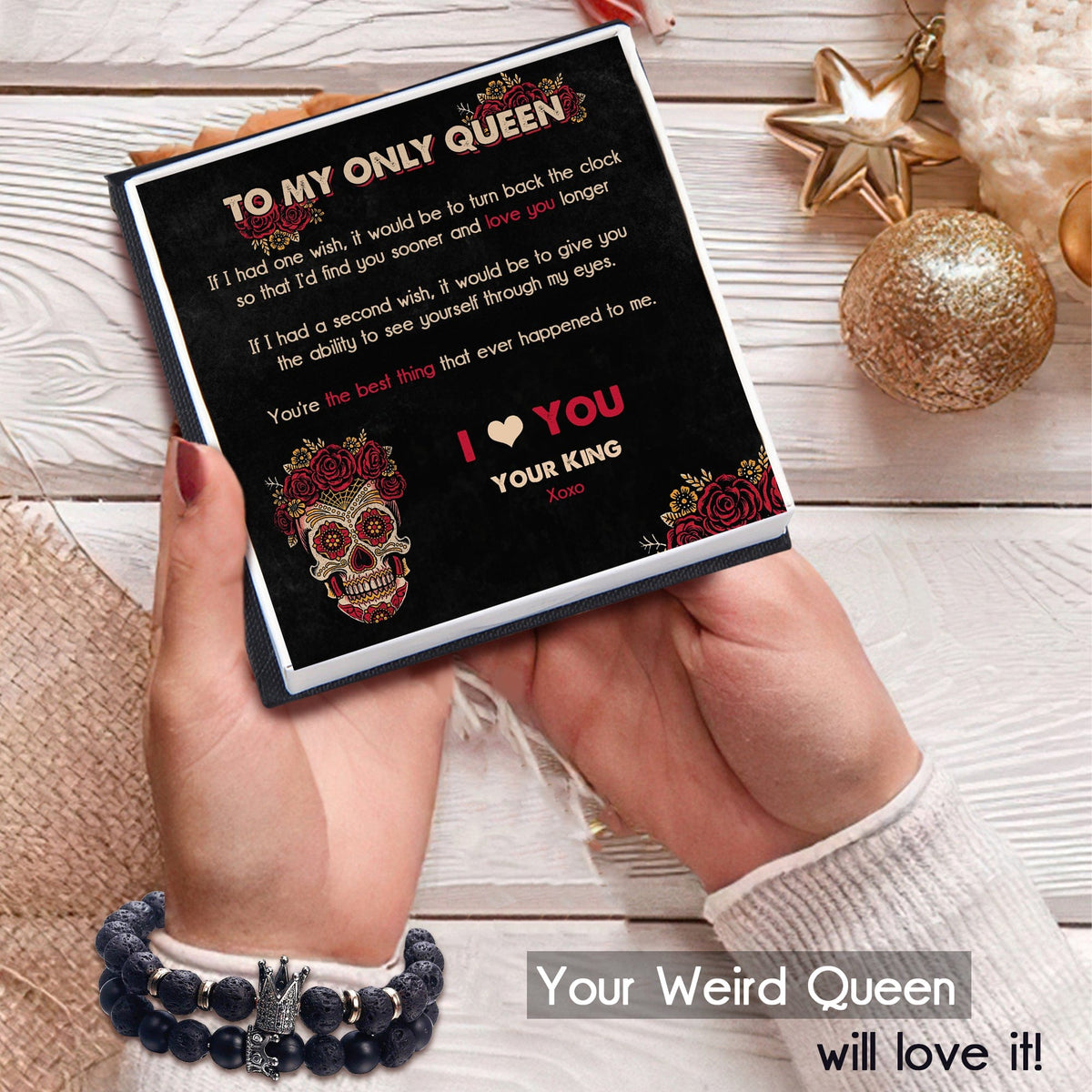 King & Queen Couple Bracelets - Skull - To My Only Queen - You're The Best Thing That Ever Happened To Me - Gbae13012