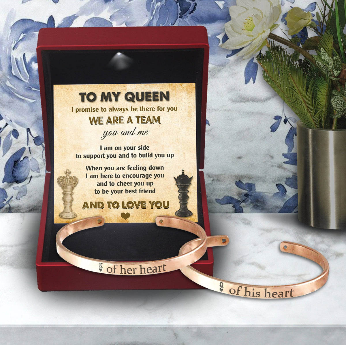 King & Queen Couple Bracelets - Skull - To My Queen - I Promise To Always Be There For You - Gbt13035