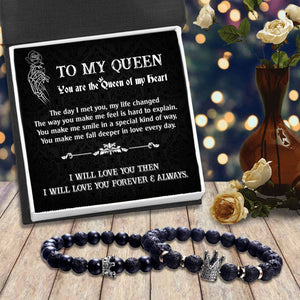 King & Queen Couple Bracelets - Skull - To My Queen - I Will Love You Forever & Always - Gbae13007