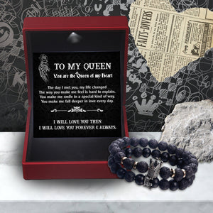 King & Queen Couple Bracelets - Skull - To My Queen - I Will Love You Forever & Always - Gbae13007