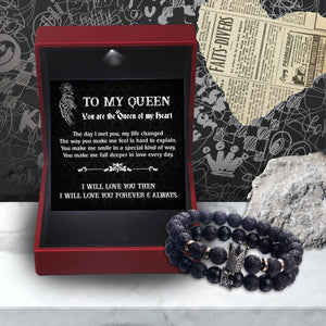 King & Queen Couple Bracelets - Skull - To My Queen - I Will Love You Forever & Always - Gbae13007