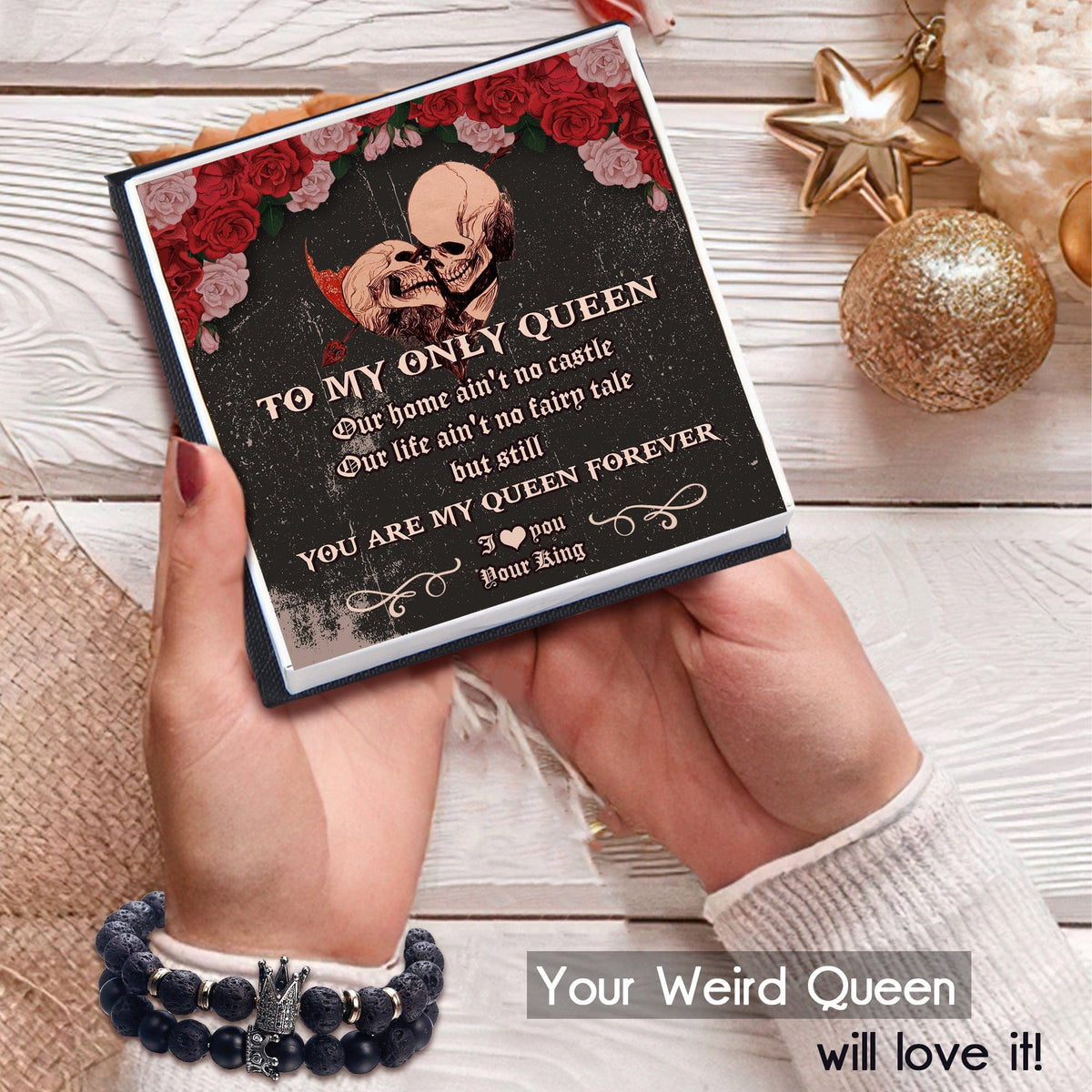 King & Queen Couple Bracelets - Skull - To My Queen - You Are My Queen Forever - Gbae13014