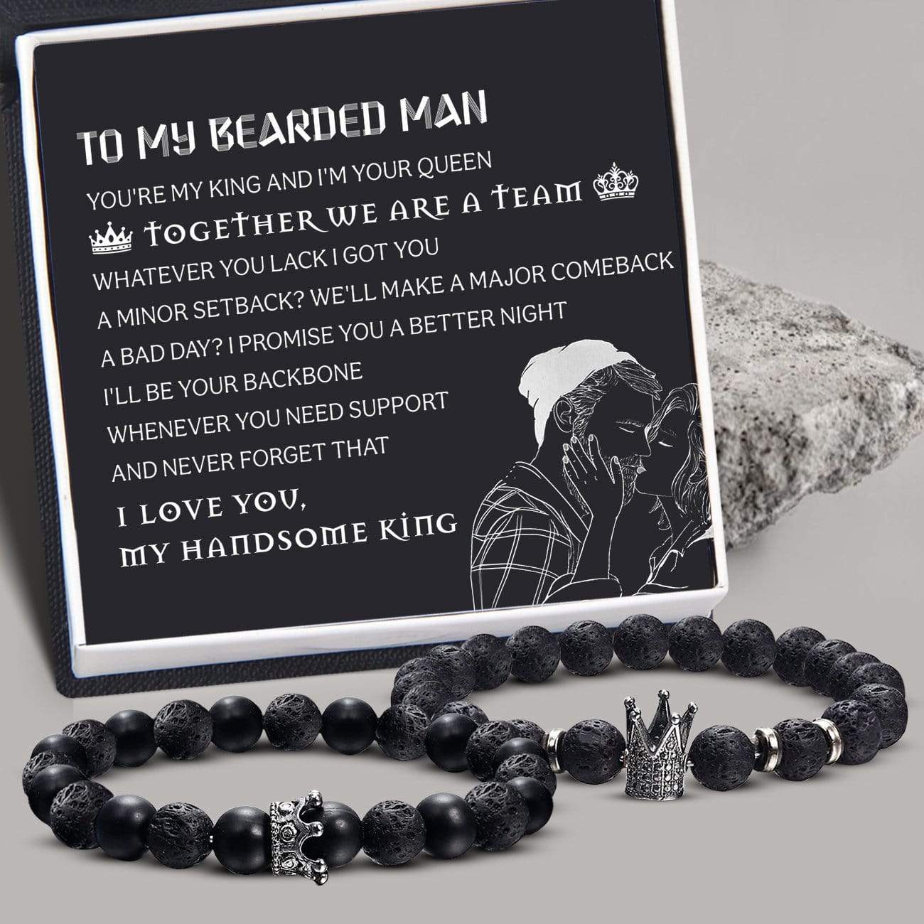 King & Queen Couple Bracelets - To My Bearded Man - Together We Are A Team - Gbae26004