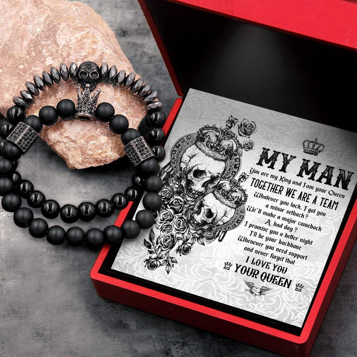 King & Queen Couple Bracelets - To My Man - Together We Are A Team - Gbae26006