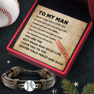 Leather Baseball Charm Bracelet - Baseball - To My Man - How Special You Are To Me - Gbzn26001