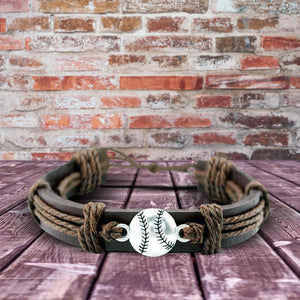 Leather Baseball Charm Bracelet - Baseball - To My Man - Never forget that I Love You - Gbzn26002