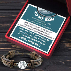 Leather Baseball Charm Bracelet - Baseball - To My Son - From Dad - Never Forget That I Love You - Gbzn16002
