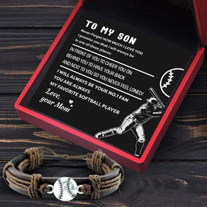 Leather Baseball Charm Bracelet - Baseball - To My Son - From Mom - I'll Always Be Your No.1 Fan - Gbzn16001