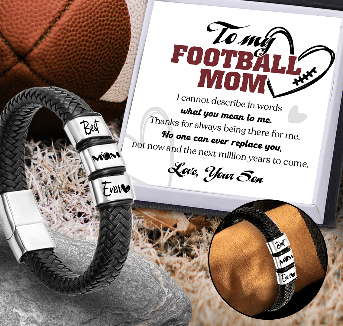 Leather Bracelet - American Football - To My Football Mom - I Cannot Describe In Words What You Mean To Me - Gbzl19001