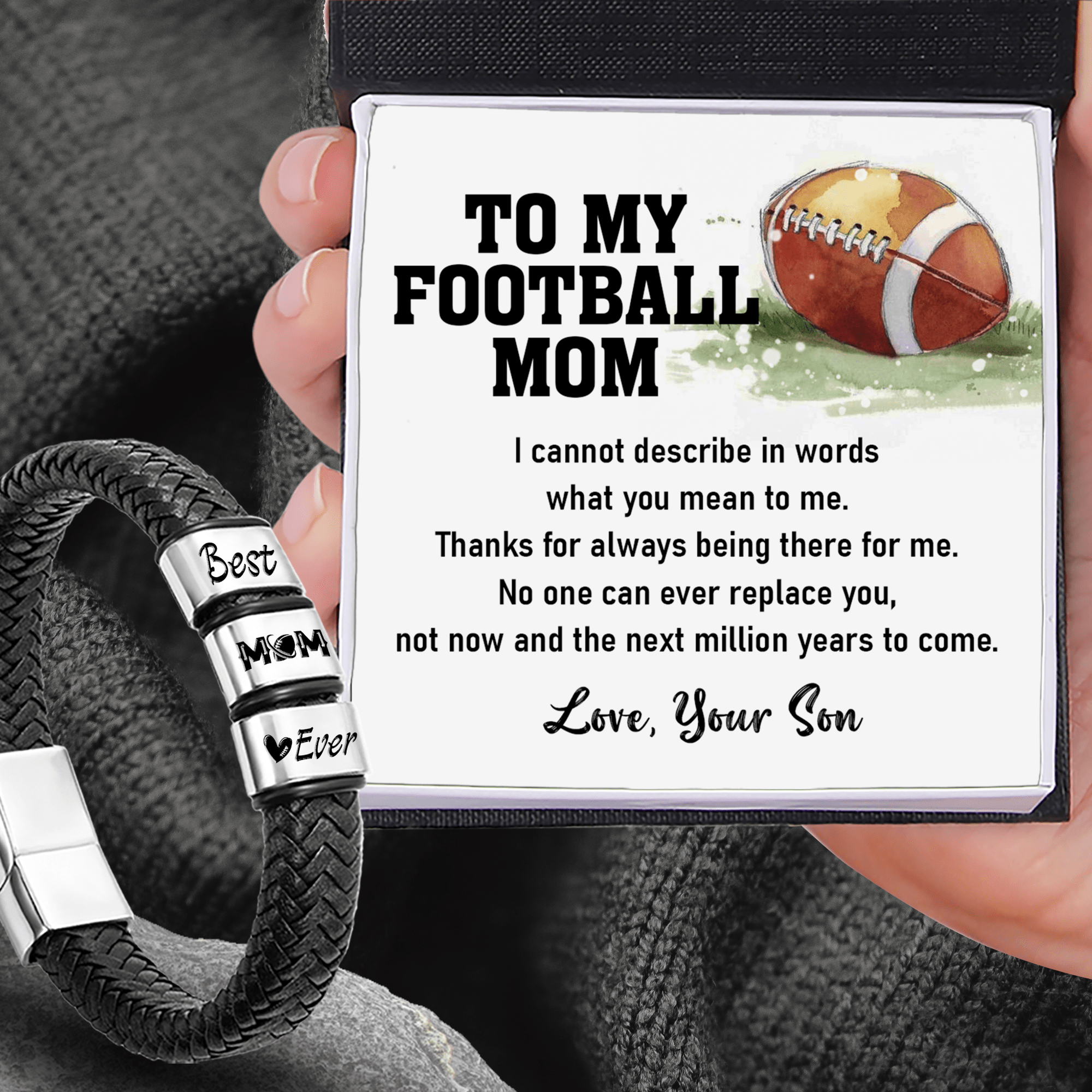 Leather Bracelet - American Football - To My Football Mom - Thanks For Always Being There For Me - Gbzl19002