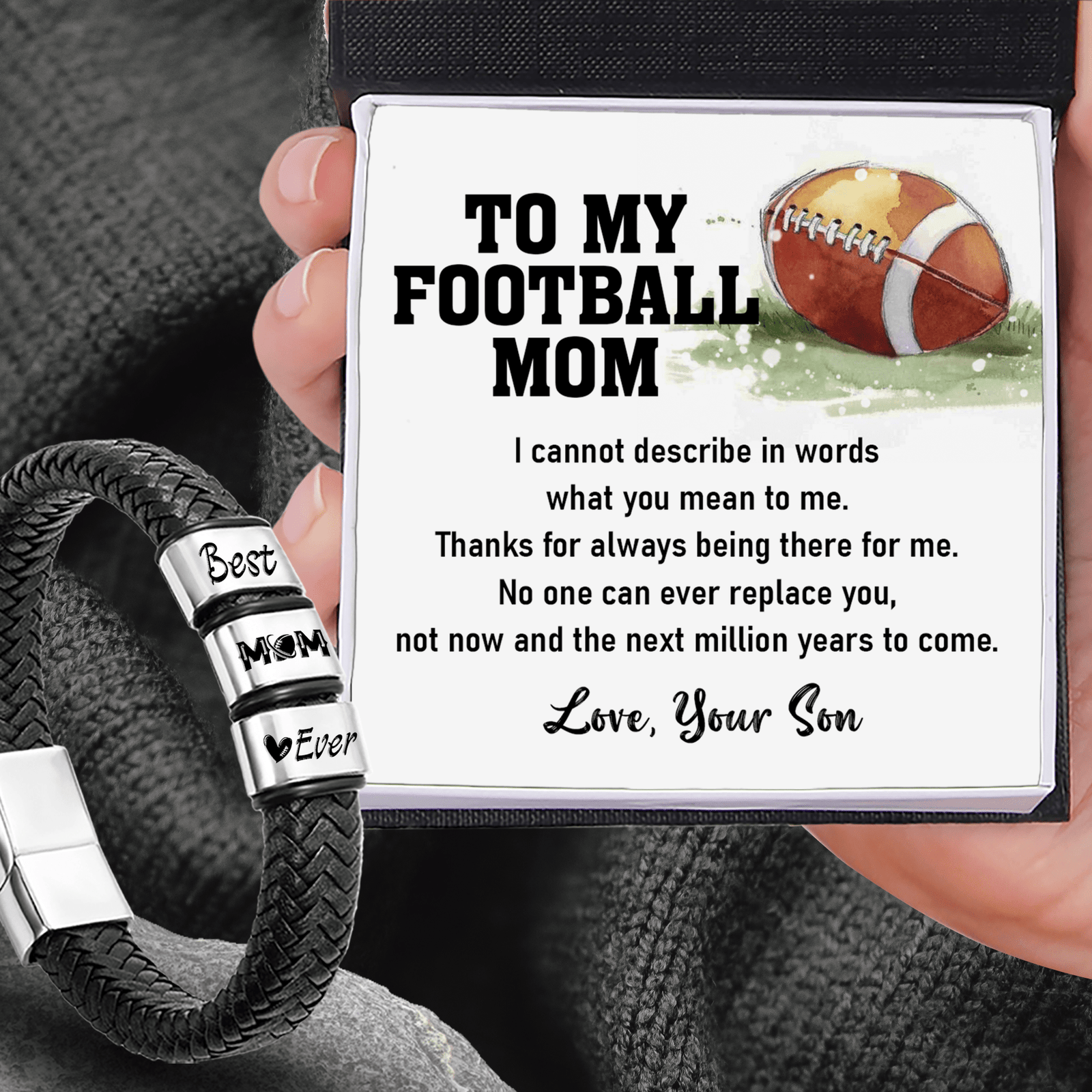 Leather Bracelet - American Football - To My Football Mom - Thanks For Always Being There For Me - Gbzl19002