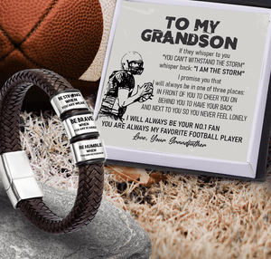 Leather Bracelet - American Football - To My Grandson - From Grandpa - I Will Always Be Your No.1 Fan - Gbzl22014