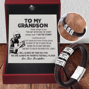 Leather Bracelet - American Football - To My Grandson - From Grandpa - I Will Always Be Your No.1 Fan - Gbzl22014