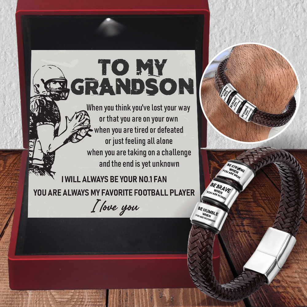 Leather Bracelet -American Football - To My Grandson - I Will Always Be Your No.1 Fan - Gbzl22004