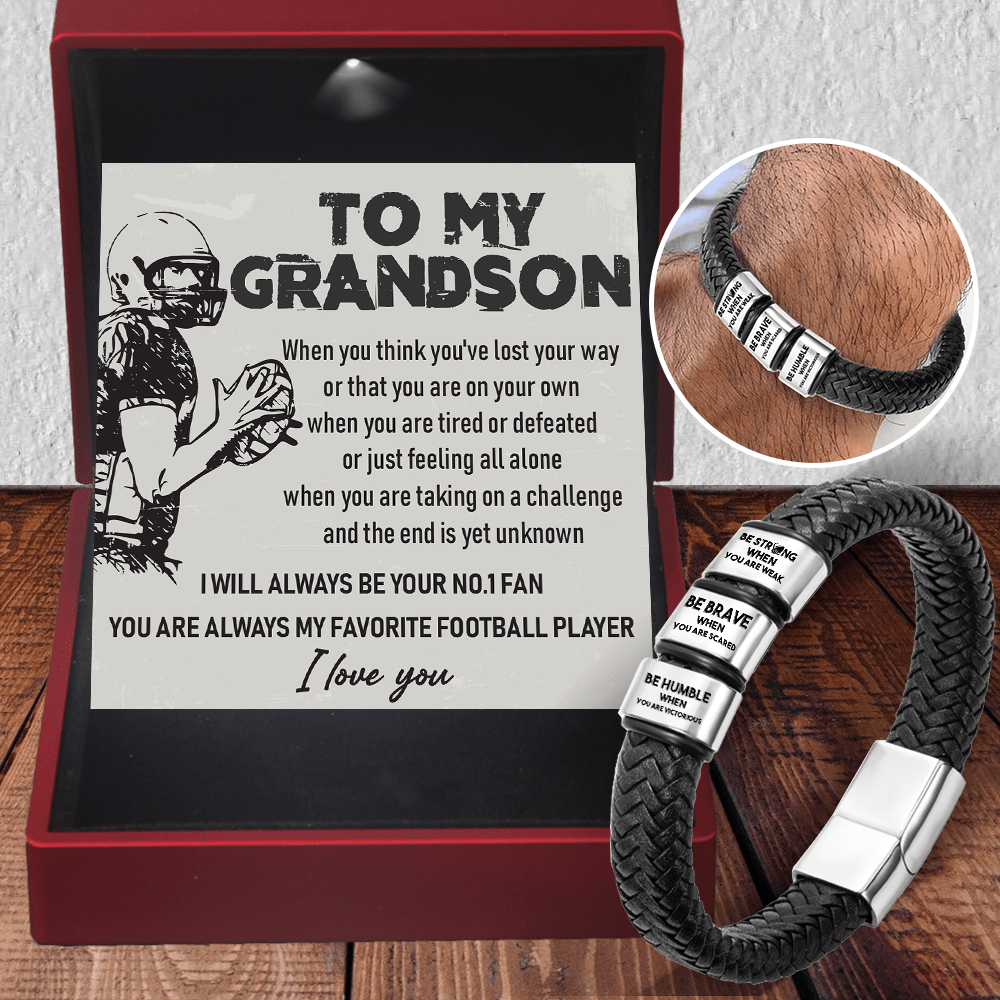Leather Bracelet -American Football - To My Grandson - I Will Always Be Your No.1 Fan - Gbzl22004