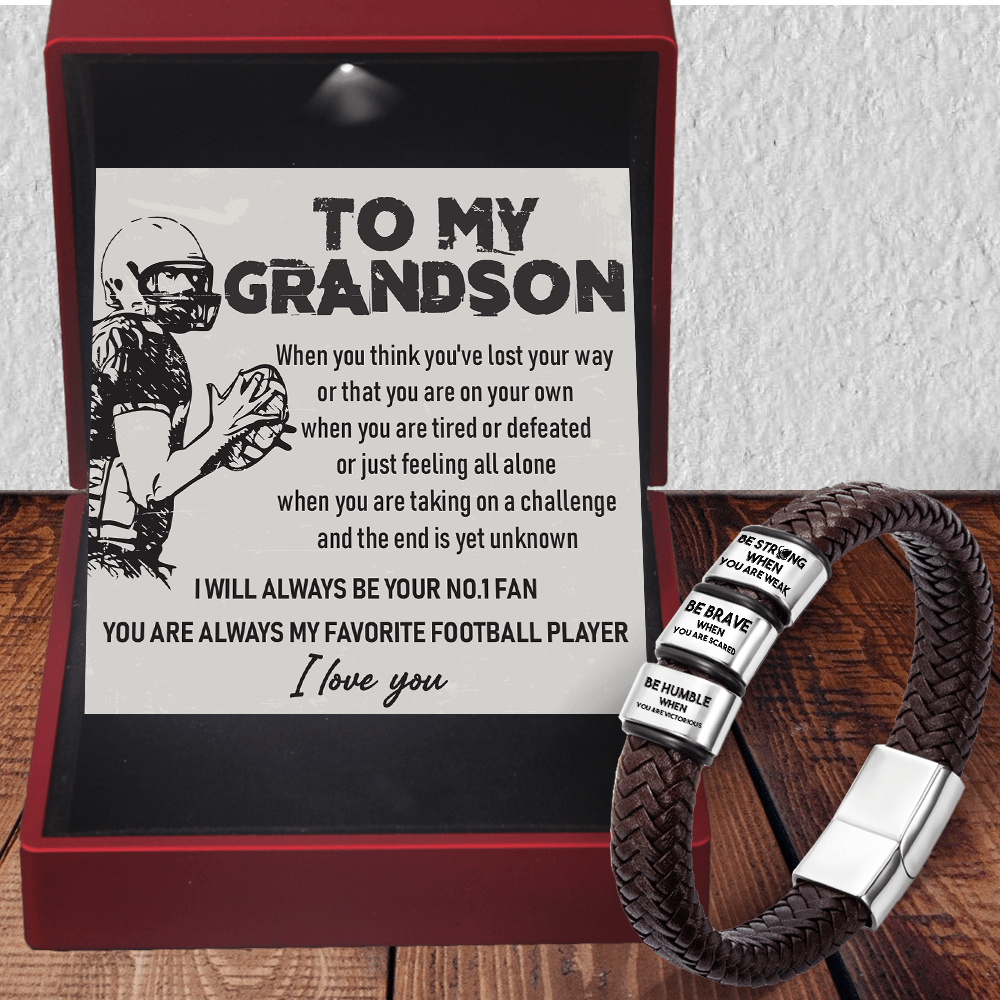 Leather Bracelet -American Football - To My Grandson - I Will Always Be Your No.1 Fan - Gbzl22004