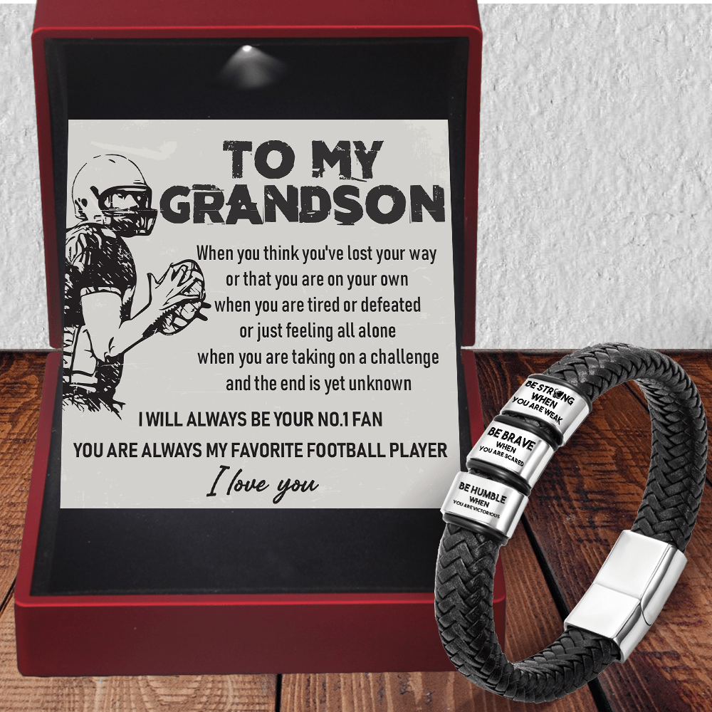 Leather Bracelet -American Football - To My Grandson - I Will Always Be Your No.1 Fan - Gbzl22004