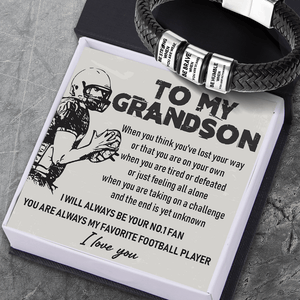 Leather Bracelet -American Football - To My Grandson - I Will Always Be Your No.1 Fan - Gbzl22004