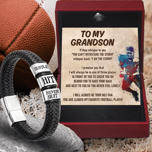 Leather Bracelet - American Football - To My Grandson - I Will Always Be Your No.1 Fan - Gbzl22015