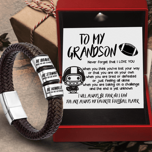 Leather Bracelet - American Football - To My Grandson - I Will Always Be Your No.1 Fan - Gbzl22032