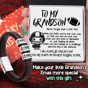 Leather Bracelet - American Football - To My Grandson - I Will Always Be Your No.1 Fan - Gbzl22032