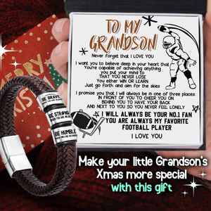 Leather Bracelet - American Football - To My Grandson - Never Forget That I Love You - Gbzl22031