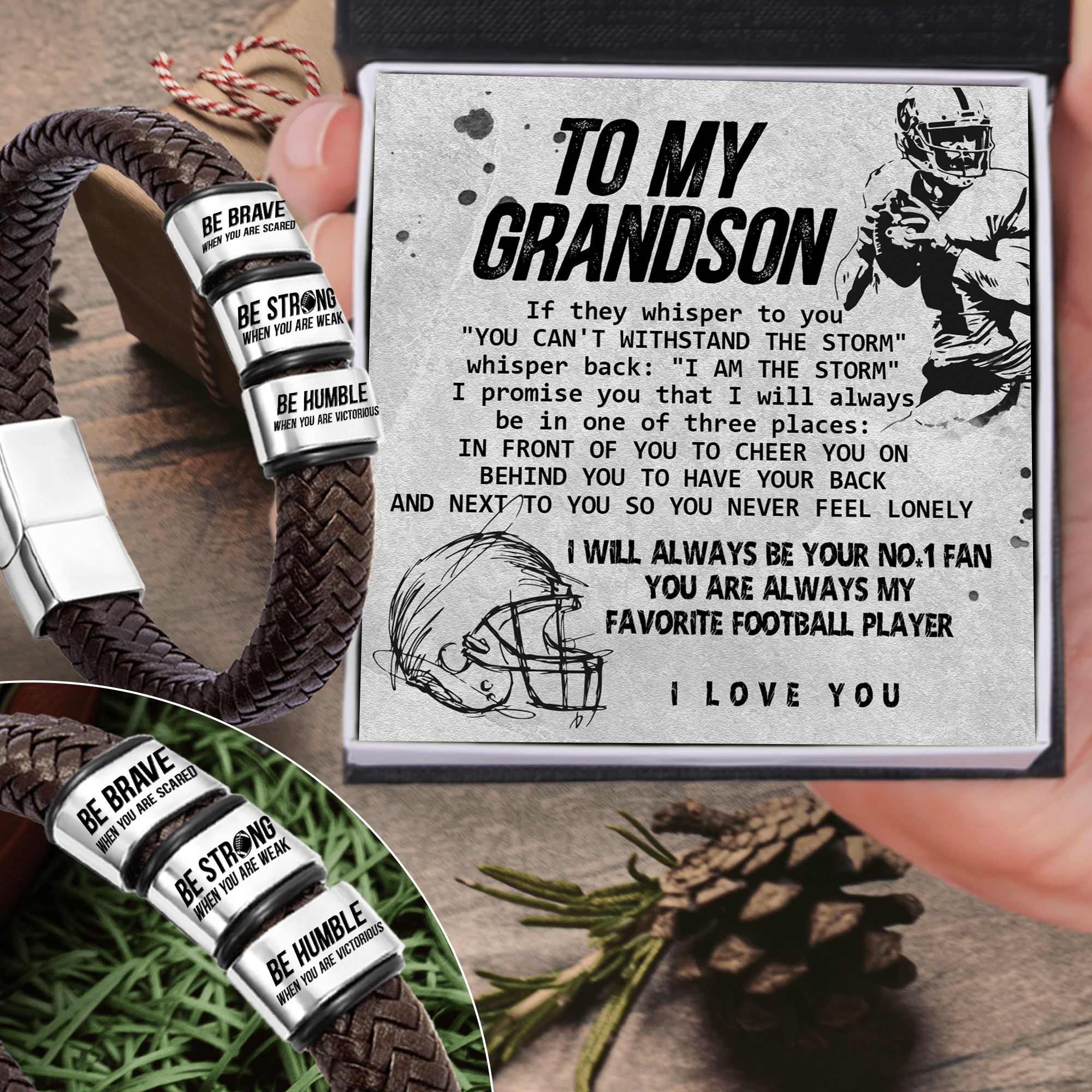 Leather Bracelet - American Football - To My Grandson - You Are Always My Favorite Football Player - Gbzl22028