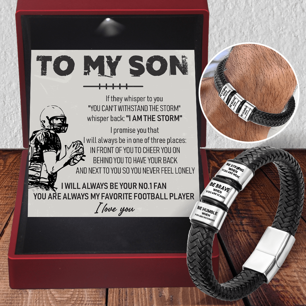 Personalized Leather Bracelet - American Football - To My Son - Be