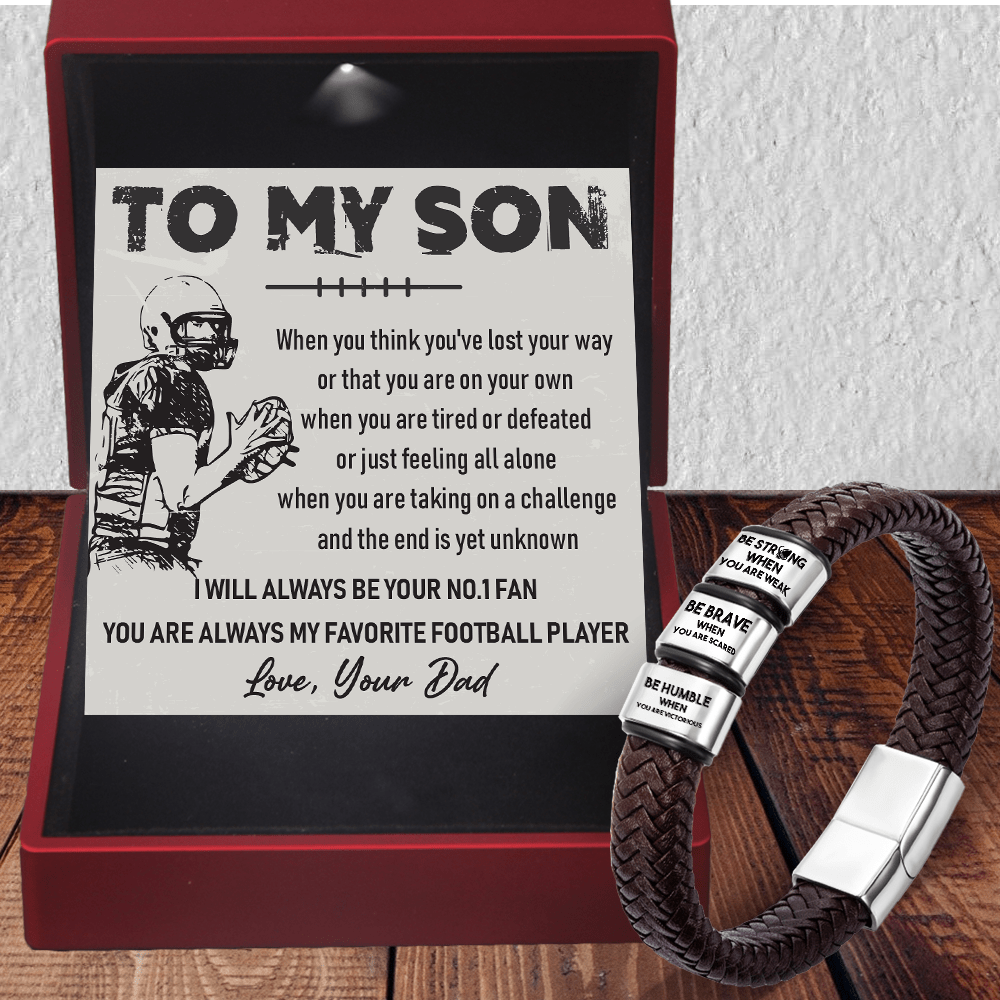 Leather Bracelet - American Football - To My Son - From Dad - I Will Always Be Your No.1 Fan - Gbzl16008