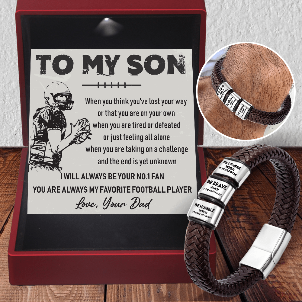 Leather Bracelet - American Football - To My Son - From Dad - I Will Always Be Your No.1 Fan - Gbzl16008