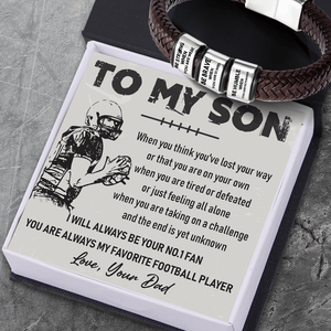 Leather Bracelet - American Football - To My Son - From Dad - I Will Always Be Your No.1 Fan - Gbzl16008