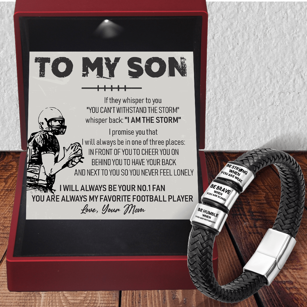 Leather Bracelet - American Football - To My Son - From Mom - Be Brave When You Are Scared - Gbzl16006