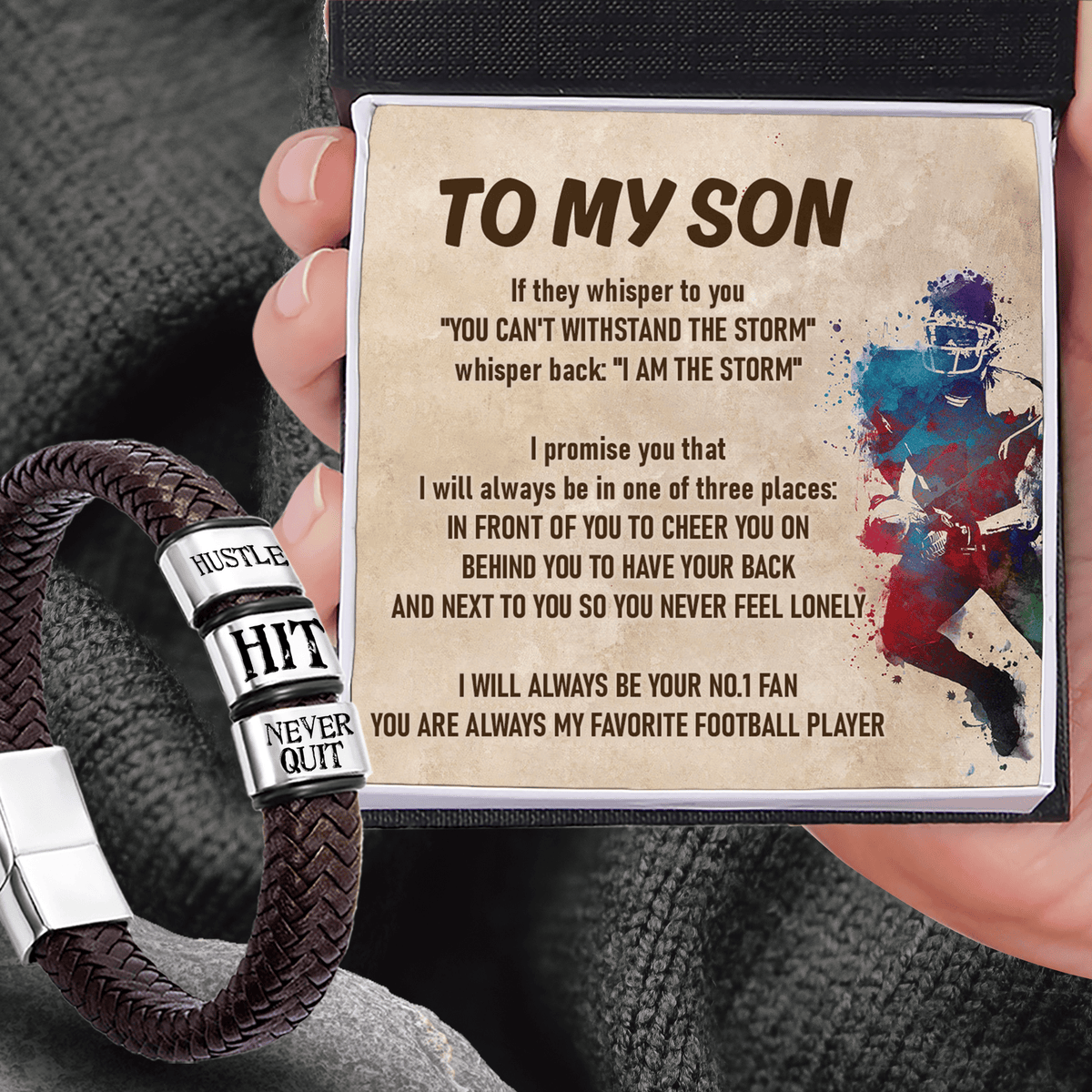 Leather Bracelet - American Football - To My Son - I Will Always Be Your No.1 Fan - Gbzl16031