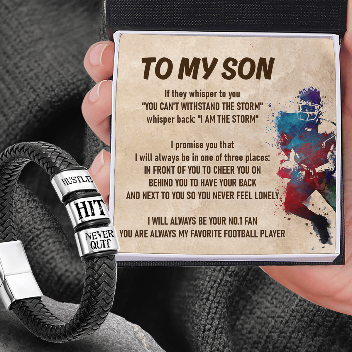 Leather Bracelet - American Football - To My Son - I Will Always Be Your No.1 Fan - Gbzl16031