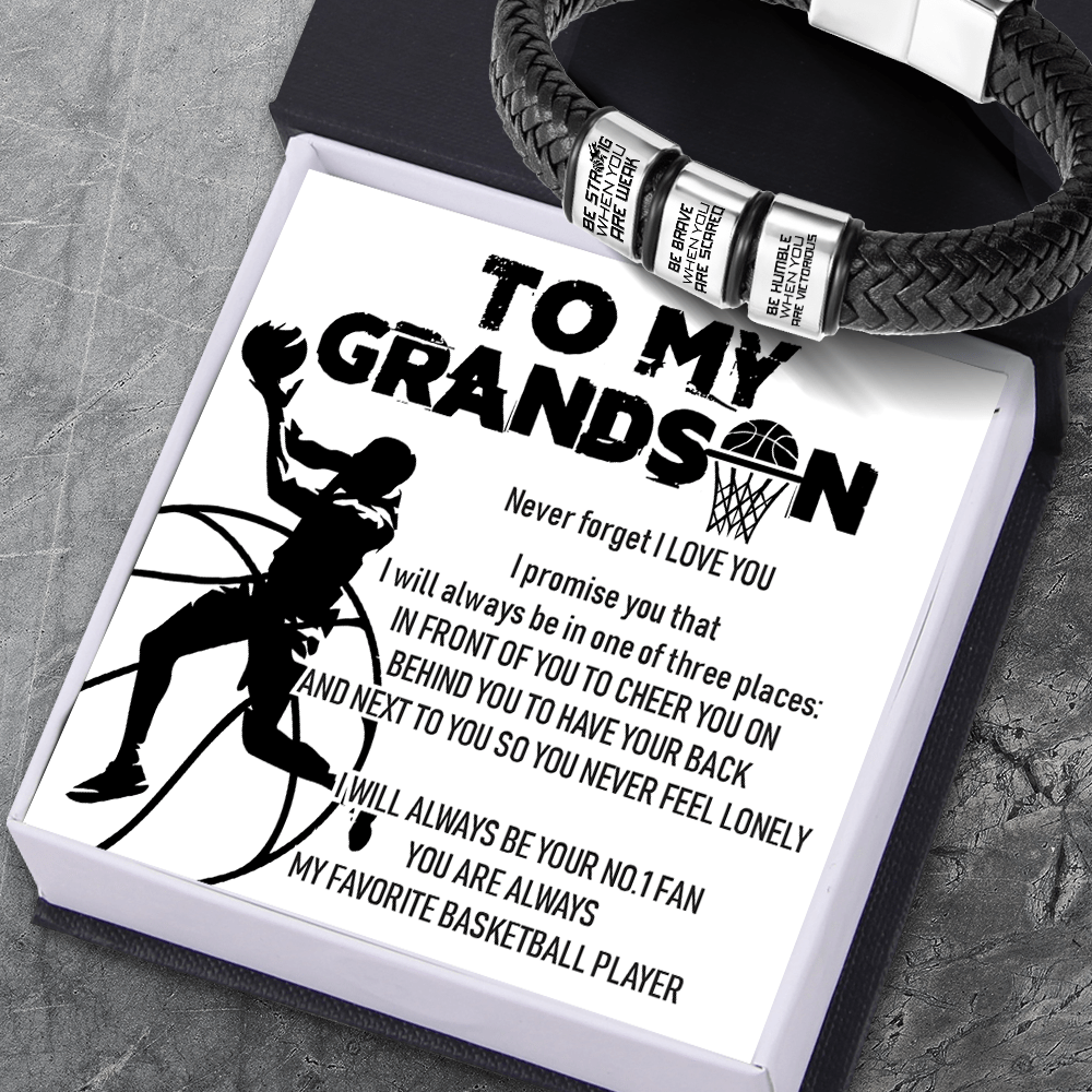 Leather Bracelet - Basketball - To My Grandson - Be Brave When You Are Scared - Gbzl22012