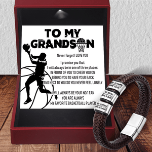 Leather Bracelet - Basketball - To My Grandson - Be Brave When You Are Scared - Gbzl22012