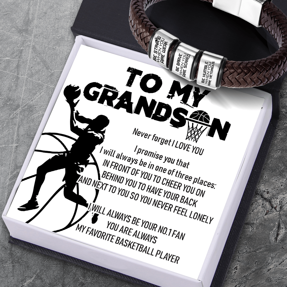 Leather Bracelet - Basketball - To My Grandson - Be Brave When You Are Scared - Gbzl22012