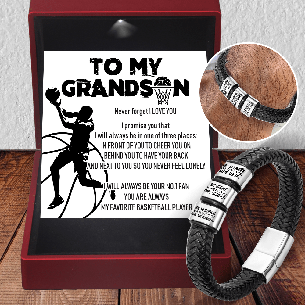 Leather Bracelet - Basketball - To My Grandson - Be Brave When You Are Scared - Gbzl22012