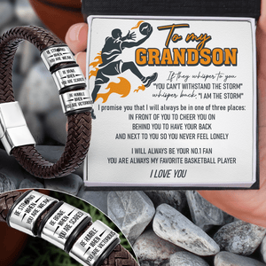 Leather Bracelet - Basketball - To My Grandson - Be Humble When You Are Victorious - Gbzl22037