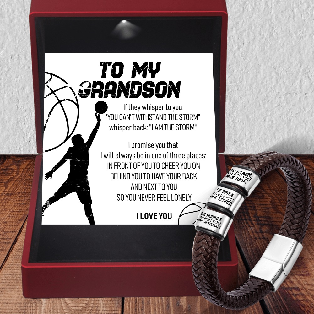 Leather Bracelet - Basketball - To My Grandson - Be Strong When You Are Weak - Gbzl22011