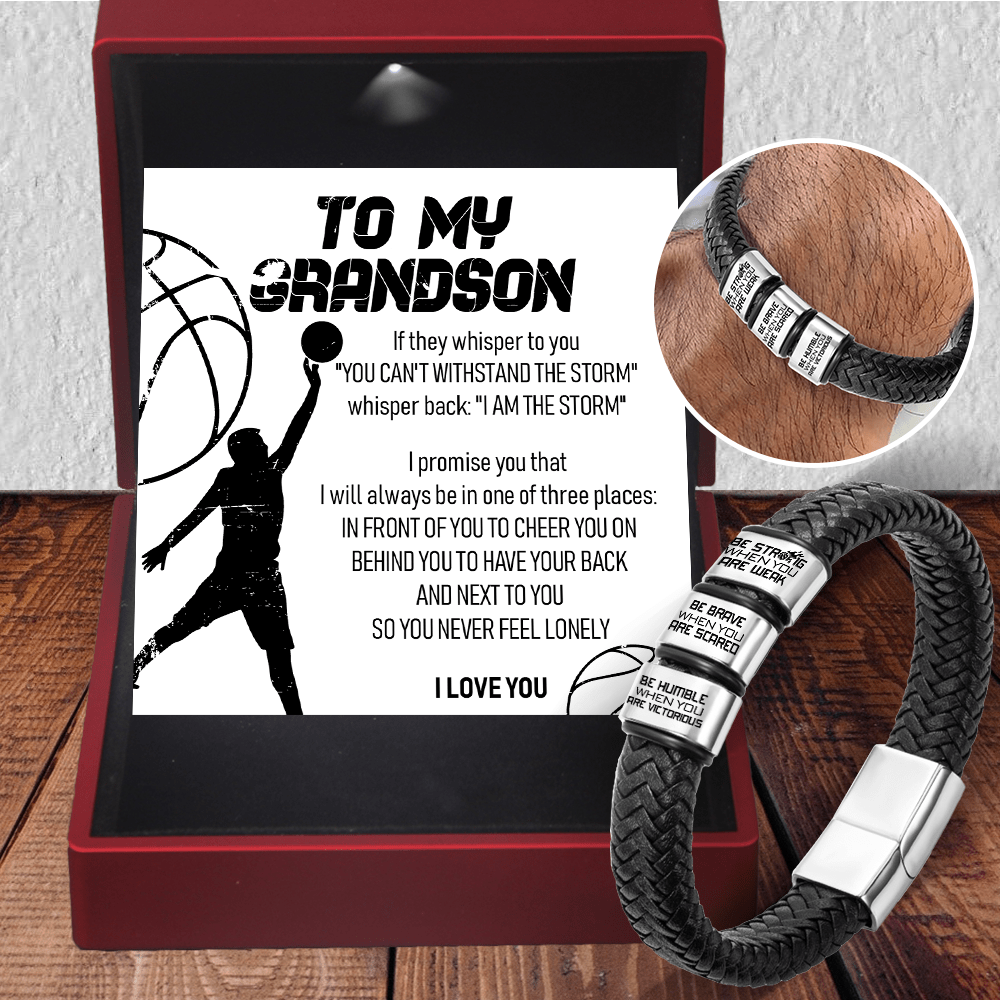 Leather Bracelet - Basketball - To My Grandson - Be Strong When You Are Weak - Gbzl22011