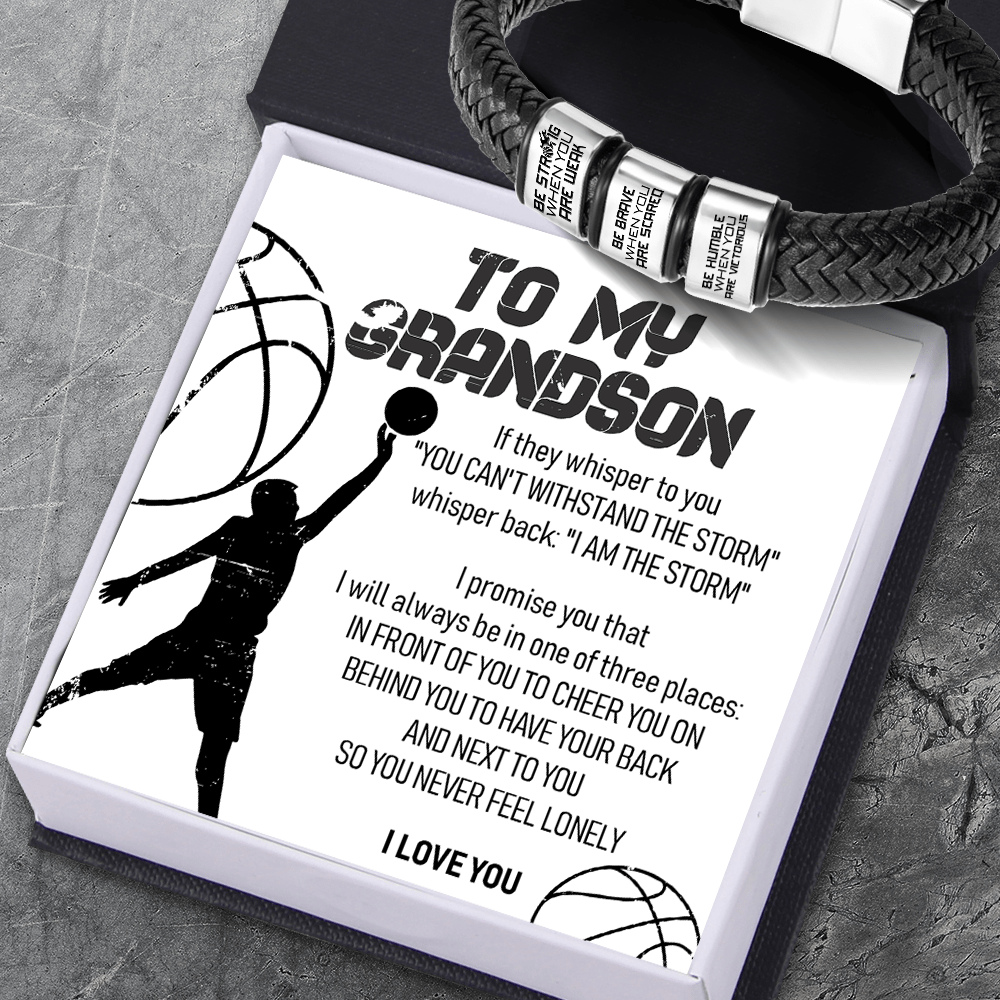 Leather Bracelet - Basketball - To My Grandson - Be Strong When You Are Weak - Gbzl22011