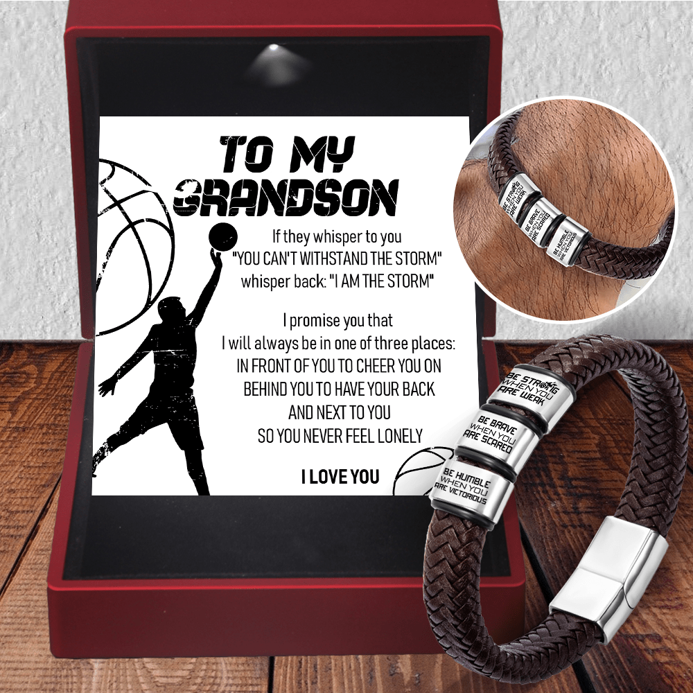 Leather Bracelet - Basketball - To My Grandson - Be Strong When You Are Weak - Gbzl22011
