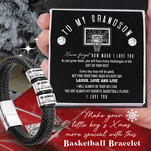 Leather Bracelet - Basketball - To My Grandson - Just Do Your Best - Gbzl22038