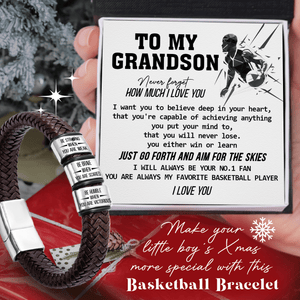 Leather Bracelet - Basketball - To My Grandson - Just Go Forth And Aim For The Skies - Gbzl22036