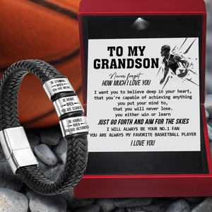 Leather Bracelet - Basketball - To My Grandson - Just Go Forth And Aim For The Skies - Gbzl22036