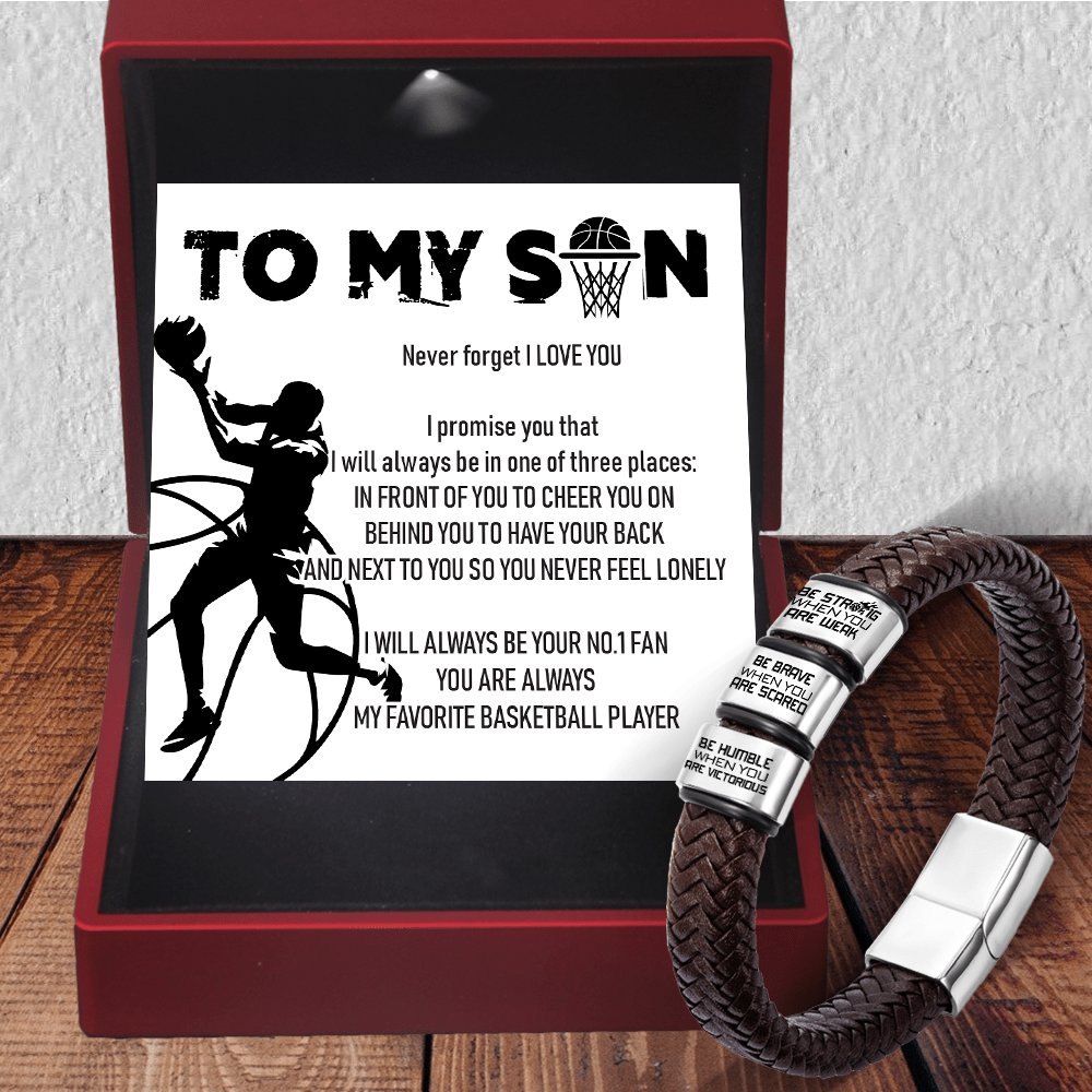 Leather Bracelet - Basketball - To My Son - Be Brave When You Are Scared - Gbzl16024