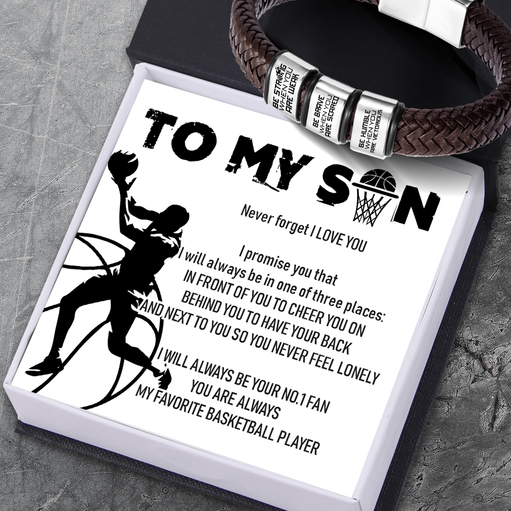 Leather Bracelet - Basketball - To My Son - Be Brave When You Are Scared - Gbzl16024