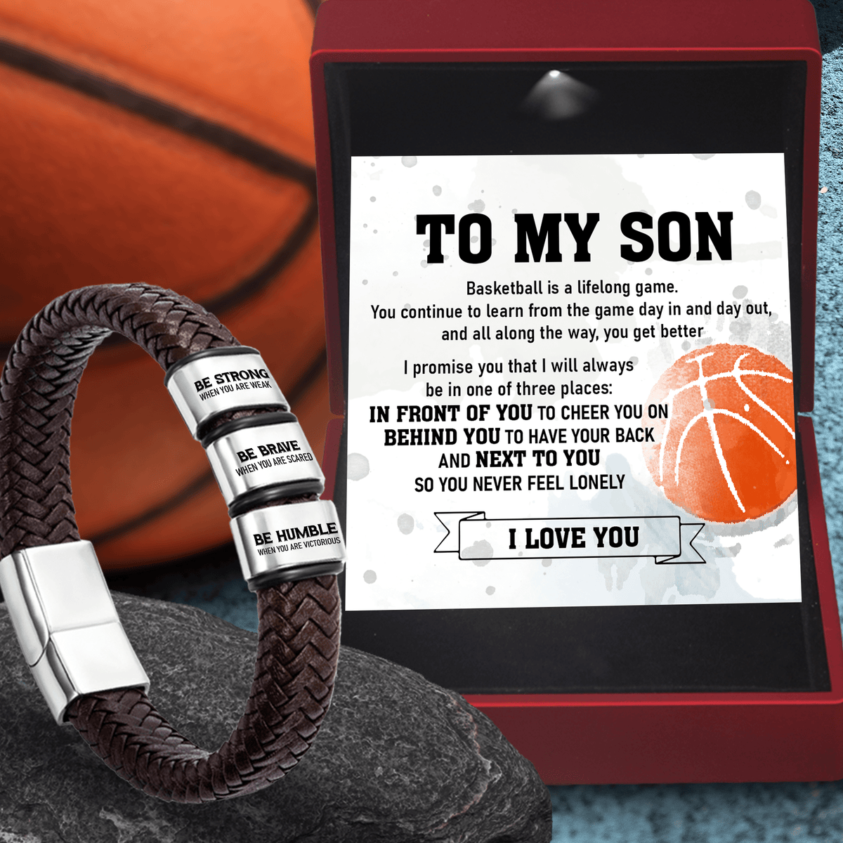 Leather Bracelet - Basketball - To My Son - I Love You - Gbzl16039